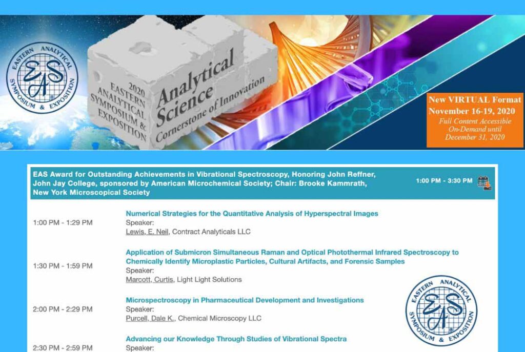 Microspectroscopy in Pharmaceutical Development and Investigations 1 Microspectroscopy Presentation Schedule
